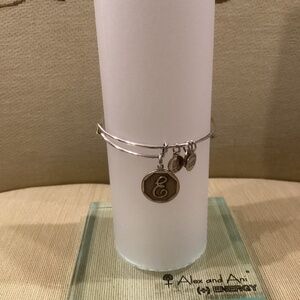 Alex And Ani “Initial E” Rafaelian Silver Expandable Charm Bangle Bracelet